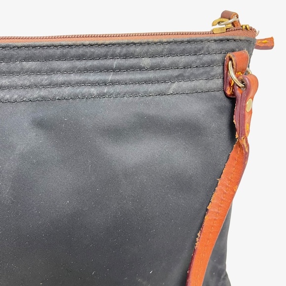 DOONEY & BOURKE Black Brown Genuine Leather Canvas CROSSBODY Purse Messenger Bag - Picture 10 of 16